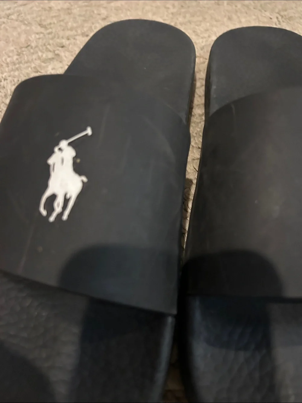 Polo by Ralph Lauren Black Slide with White Pony Logo